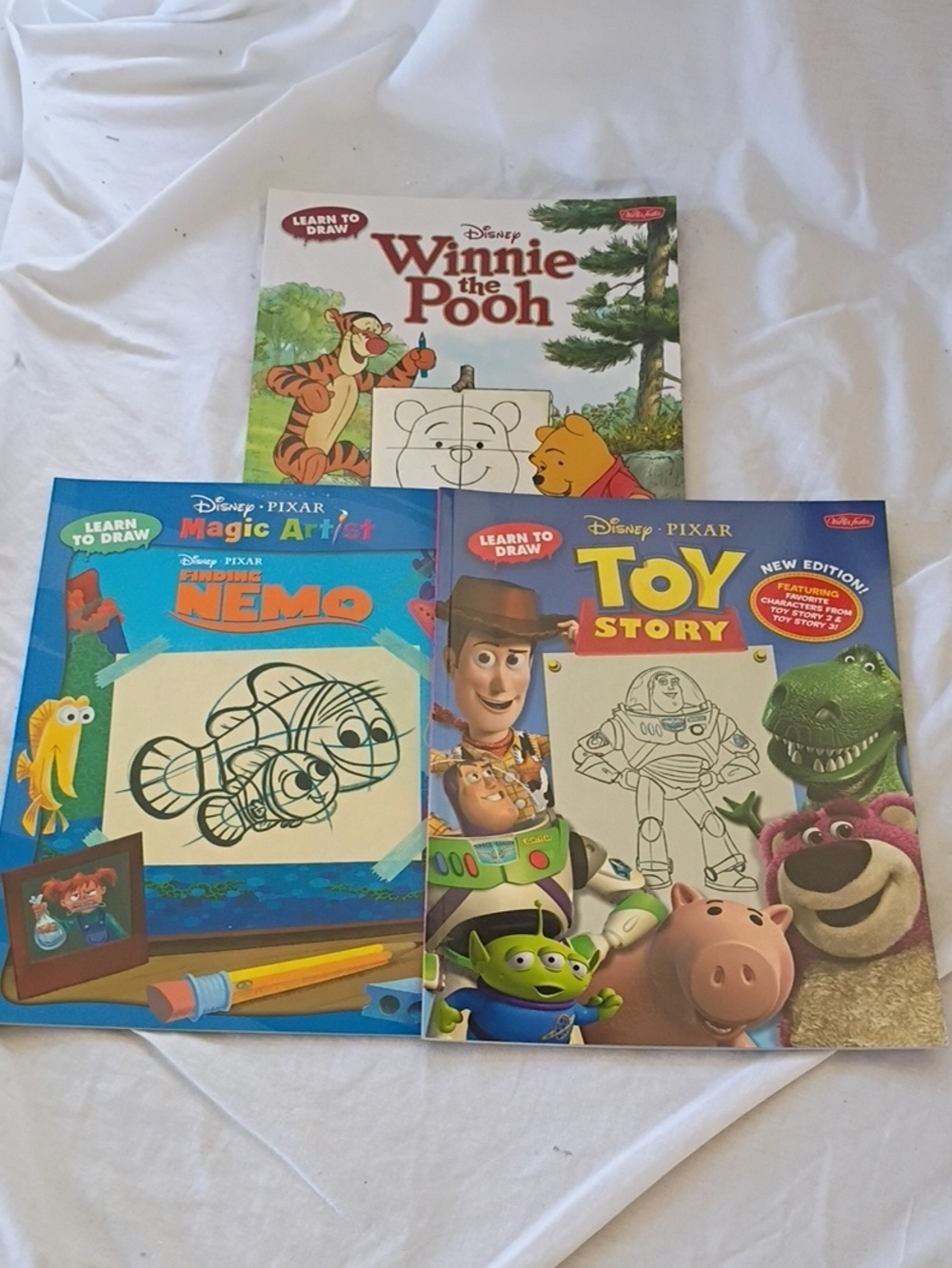 EUC Lot of 3: Disney Pixar Walter Foster Learn To Draw Books Toy Story Pooh Nemo